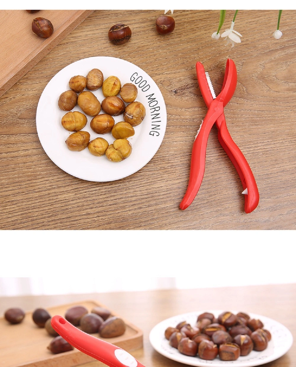 Red Cutter Scissors T Sheller Cracker for Chestnut Shell Nut Skins Cracks Bl18348