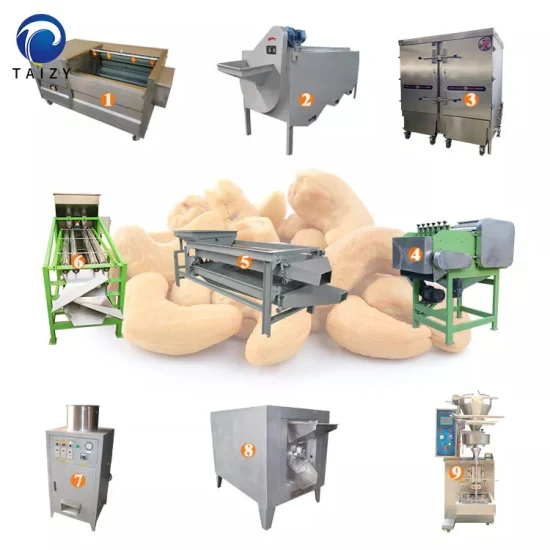 500 kg/h automatische Cashew-Schäl-Produktionslinie Cashewnuss-Verarbeitungsmaschine