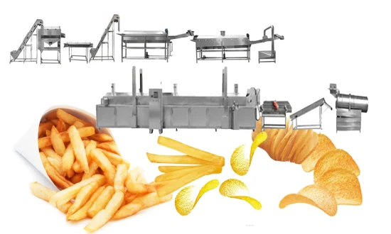 300-500 kg automatische Produktionslinie für knusprige Kartoffelchips, die Maschinenpreise für Snacks herstellt